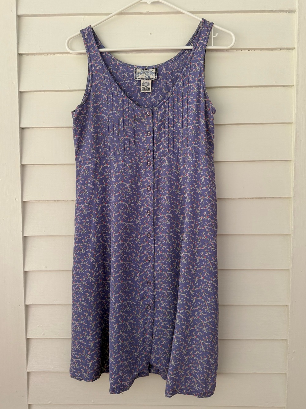 Vintage Pudding Shop Lavender Floral Button Front Dress Cottagecore Size XS